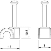 OBO Bettermann - Nagelschelle (für Kabel) Iso-Nagel-Clip 2008 45 LGR 8,0mm − 100 Stück