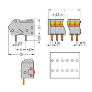 WAGO - Leiterplattenklemme 218-106 0,5mm²,grau − 70 Stück