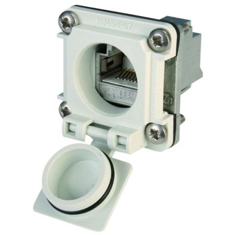 Telegärtner - Modularer Steckverbinder Einbauflansch IP67 100022952 mit AMJ-Modul Cat.6