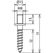 DEHN - Holz-/Spanplattenschraube Holzschraube HSC8X42AGM8X13STGALZ St/galZn M8x10 L70mm