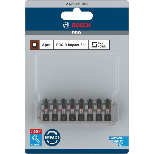 Bosch - Bit-Set PRO R Impact Bit Set, 2 x 2608521U58VE(8) R1 4 x R2 2 x R3 55 − 5 Packung