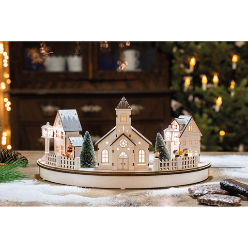 Hellum - Festbeleuchtung LED-Holz Stadt Szenerie 524611 Halbkreis mit Kirche