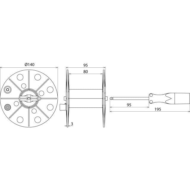 DEHN - Zubehör/Ersatzteile für Erdung und Blitzschutz Drahthaspel K-grau B80mm DHK80BSML075L100MBL m.100m Litze blau
