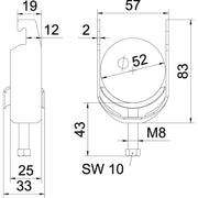 OBO Bettermann - Bügelschelle BS-U1-M-52 A4 46-52mm − 25 Stück