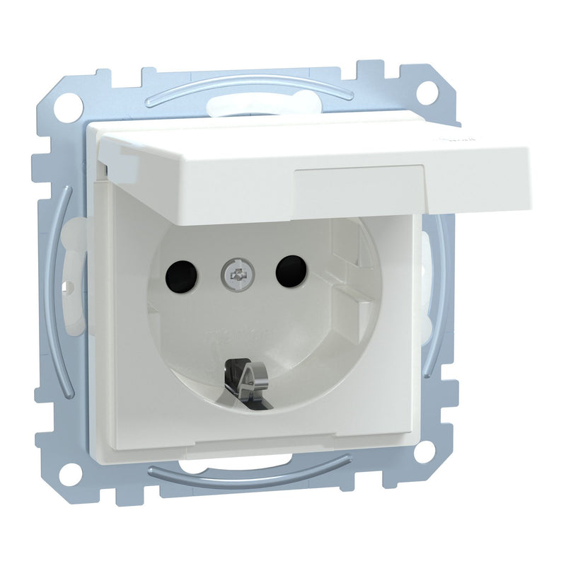Merten - Steckdose SCHUKO-Steckdose aws/gl MEG2414-0325 m.Klappdeckel IP44