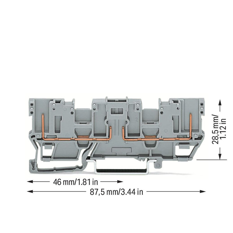 WAGO - Durchgangs-Reihenklemme 2-Pin-Basisklemmenblock 769-163/769-313 grau − 5 Stück