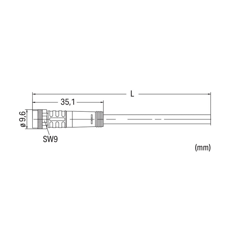 WAGO - Konfektioniertes Sensor-Aktor-Kabel Sensor-/Aktorleitung M8Bu. 756-5101/030-080 axial,3-polig