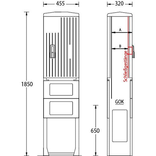 uesa - Gehäuse/Schaltschrank (leer) Leersäule IP44 A060-1850 1850x455x320