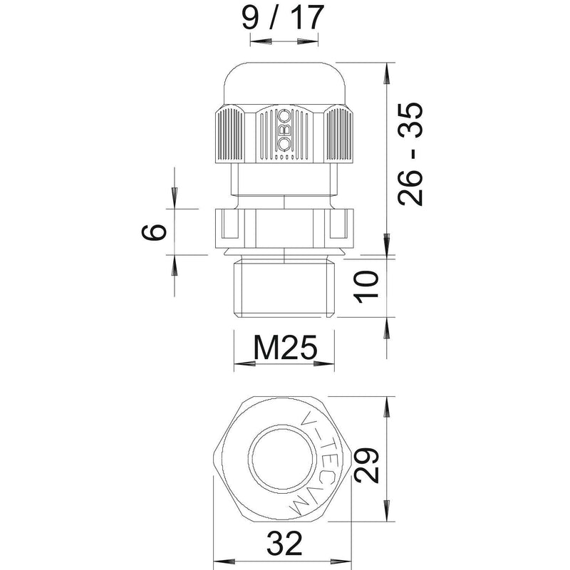 OBO Bettermann - Kabelverschraubung Verschraubung V-TEC VM25 SGR Vollmetrisch