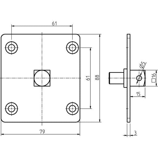 DELTA DORE - Zubehör/Ersatzteile für Tor-/Rollladenantriebe Adapter 4016-LHK f.Handk. 16er 4-kant