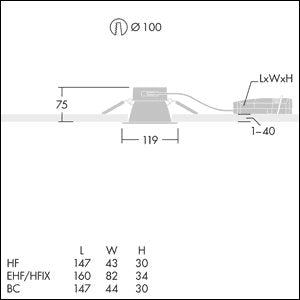 Thorn - Downlight/Strahler/Flutlicht LED-Deckeneinbauleuchte CHAL3 100 #92989194 840