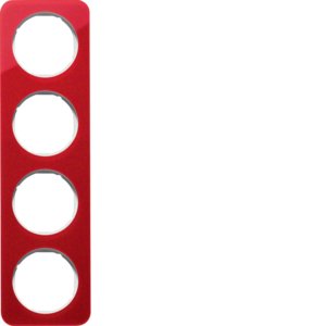 Berker - Abdeckrahmen Rahmen 4-fach 10142349 rot trans./polws glz