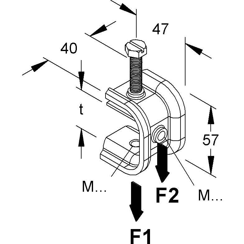 Niedax - Befestigungselement für Stiel/Profilschiene Profilklemme M8 PKS M8/10-40 E5 − 25 Stück