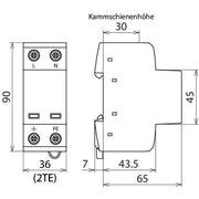 DEHN - Kombi-Ableiter für Energietechnik Kombi-Ableiter DSH TT 2P 255 TT/TN-Systeme