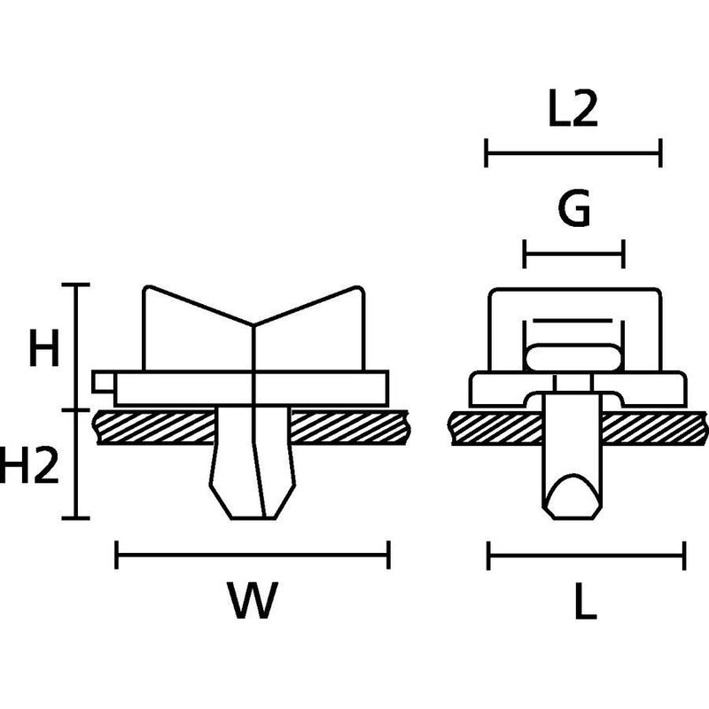 HellermannTyton - Befestigungssockel und -element für Kabelbinder Keilsockel TY5K2 PA66HS NA 100 14x12mm − 100 Stück