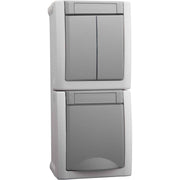 Panasonic - Schalter-/Steckdosenkombination Steckdose/Seriensch.-Kombi 90591082-DE senkr.FR-AP IP54 gr