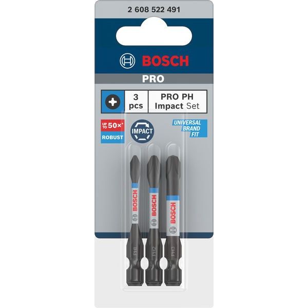 Bosch - Bit PRO PH Impact Bit 2608522491 Set, 55 mm, 3-tlg