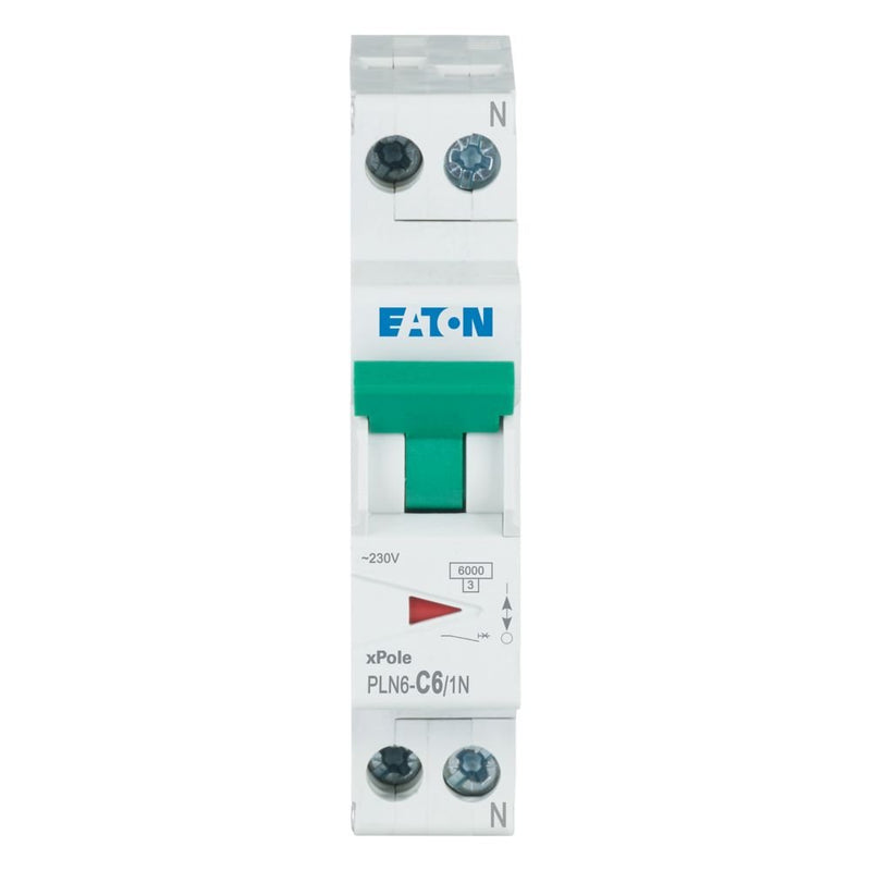 Eaton - Leitungsschutzschalter PLN6-C6/1N-DE 6 A, 1p+N,Steckkl. C − 12 Stück