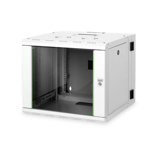 DIGITUS - Netzwerk-/Serverschrank Wandschrank mit Glastür DN-19 09-U-3 RAL 7035 H=491mm