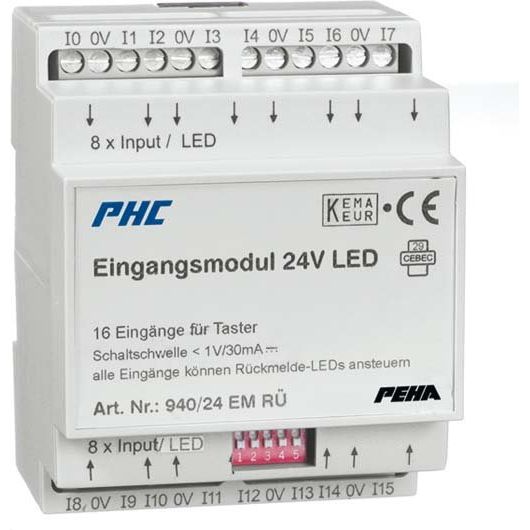 Peha - Bussystem-Binäreingang Eingangsmodul D 940/24 EM RÜ 24VDC 16Rückmeld