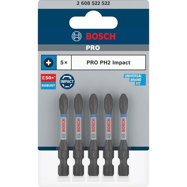Bosch - Bit-Set PRO Phillips Impact Bit, 2608522522VE(5) PH2, 55 mm, 5-tlg