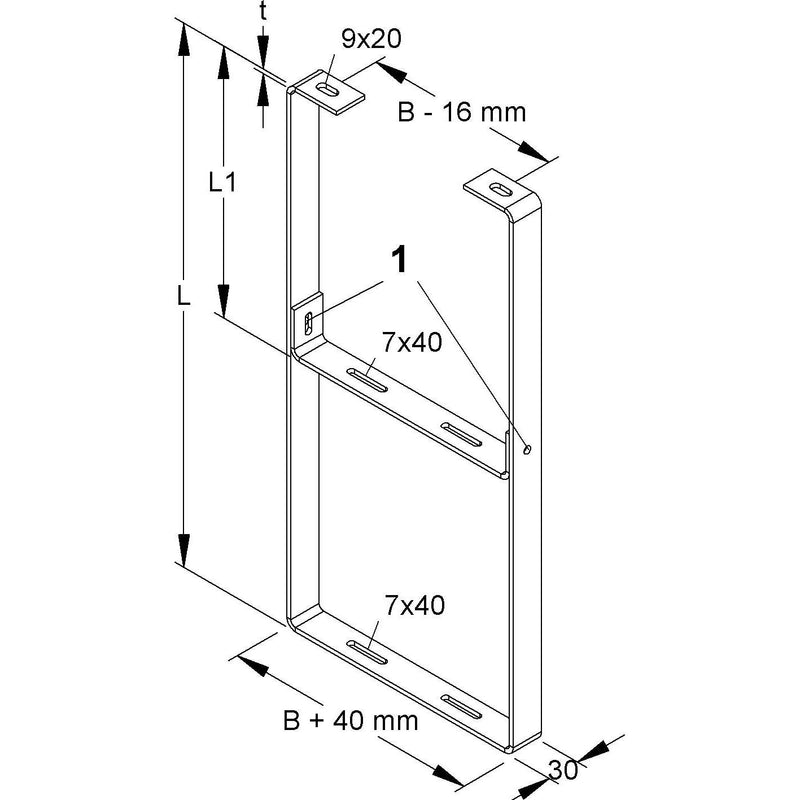 Niedax - Wand- und Deckenbügel für Kabeltragsystem Tunnelabhängung Form D TAH-D 100/500/250 E3 2-lagig