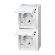 Busch-Jaeger - Steckdose Steckdose,senkrecht,2fach 20-02 EBW-54 Klappdeckel,erh. Ber