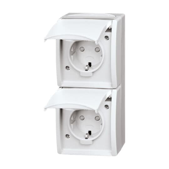 Busch-Jaeger - Steckdose Steckdose,senkrecht,2fach 20-02 EBW-54 Klappdeckel,erh. Ber