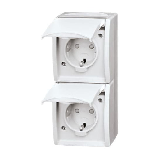 Busch-Jaeger - Steckdose Steckdose,senkrecht,2fach 20-02 EBW-54 Klappdeckel,erh. Ber