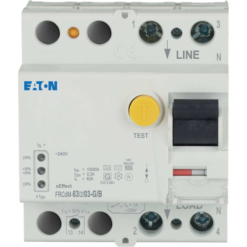 Eaton - Fehlerstrom-Schutzschalter Digitaler FI-Schalter FRCdM-63/2/03-G/B 63A,2p,300mA,TypG/B