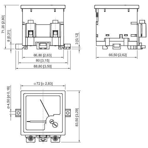 Stahl - Einbau-Amperemeter Strommesser 8403C6-1T-2