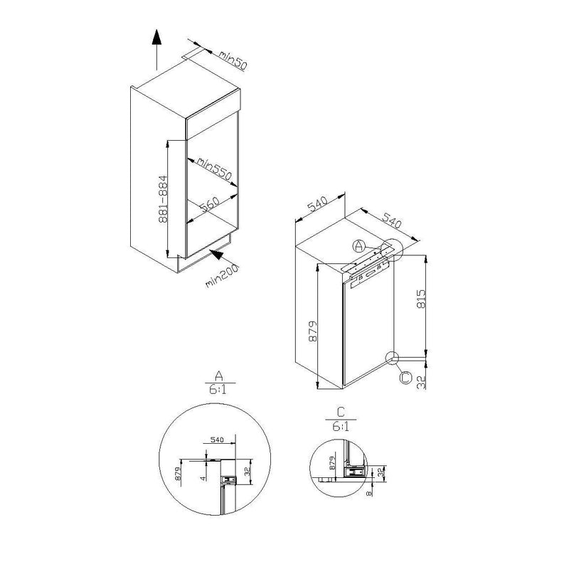 Amica - Kühlschrank EB-Kühlgerät m.GF EKSX 361 905 Festtür