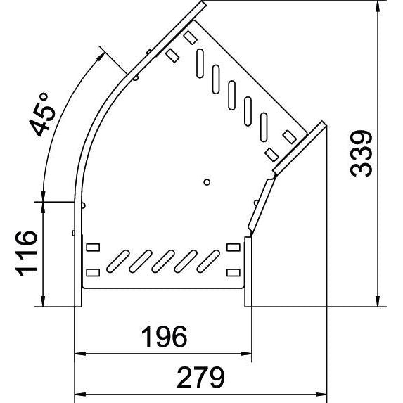 OBO Bettermann - Bogen für Kabelrinne Bogen 45 Grad RB 45 620 FT 60x200 tauchfeuerv