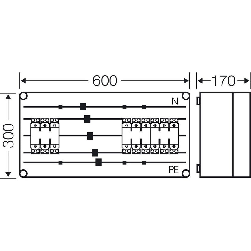 Hensel - Sicherungskasten Sicherungsgehäuse Mi 6432 3xNH00 3p.250A 5p