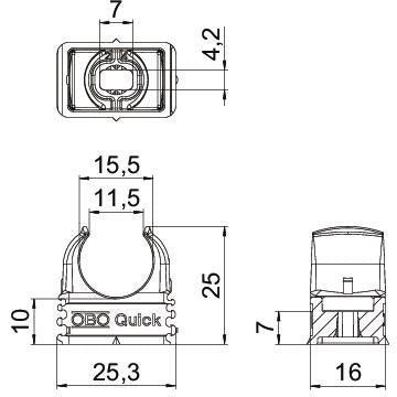 OBO Bettermann - Rohrschelle Quick-Klemmschelle 2955 M16 lgr − 100 Stück