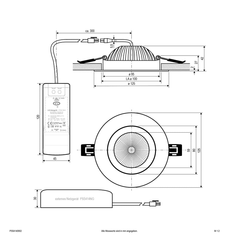 EVN Lichttechnik - Downlight/Strahler/Flutlicht LED-Deckenleuchte PS54140902 schwenkbar