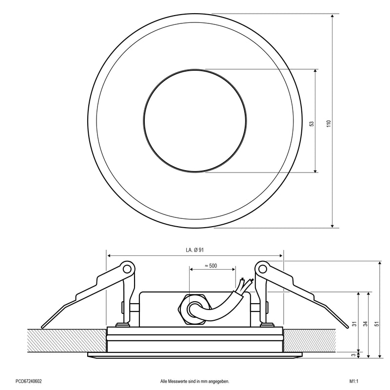 EVN Lichttechnik - Downlight/Strahler/Flutlicht LED-Deckeneinbauleuchte PCD67240602 IP67