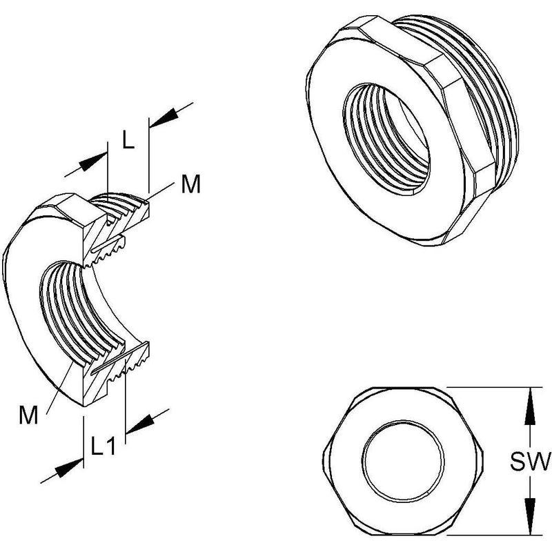 HKL - Erweiterungs-/Reduzierring Reduzierring metrisch 893M2012 M20/12 − 50 Stück