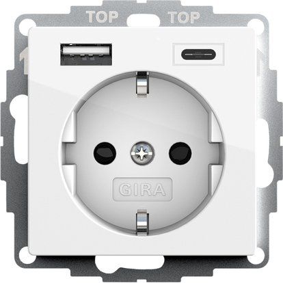 Gira - Steckdose SCHUKO USB-Spannungsvers. 245903 2-fach reinweiß