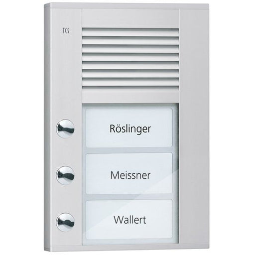 TCS Tür Control - Türstation für Türkommunikation Audioaußenstation1-reihig PDS03-EN/04 3 Tasten AP silber