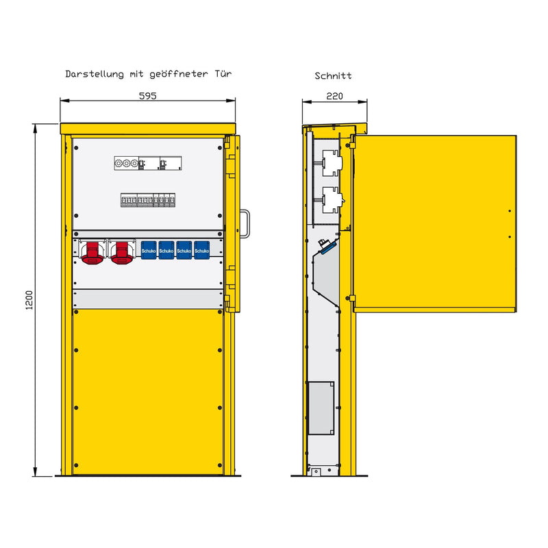 Walther Werke - Baustromverteiler Energiesäule 84401015 2 RCDs TypA, 6 LS