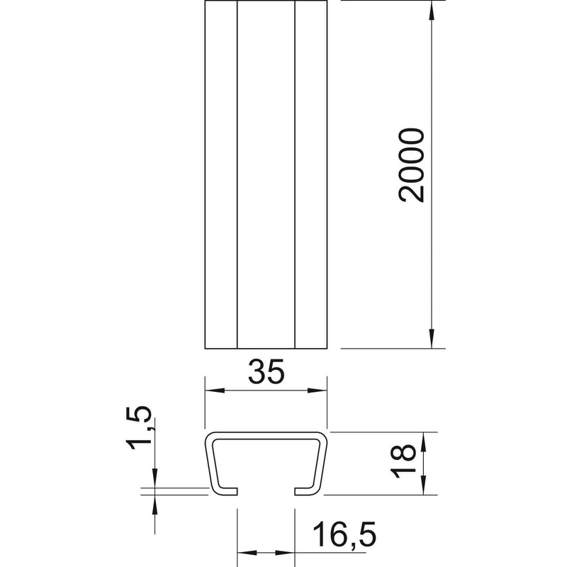 OBO Bettermann - Stiel/Profilschiene Profilschiene AML3518UP2000FS band.vz − 2 Meter