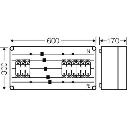 Hensel - Sicherungskasten Sicherungsgehäuse Mi 6432 3xNH00 3p.250A 5p