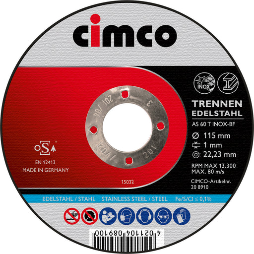 Cimco Werkzeuge - Trenn-/Schleifscheibe Korund-Trennscheibe 208912 Inox D=125mm