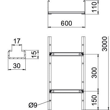 OBO Bettermann - Kabelleiter SLCS 1160 3 FT Sprosse ungelocht − 3 Meter
