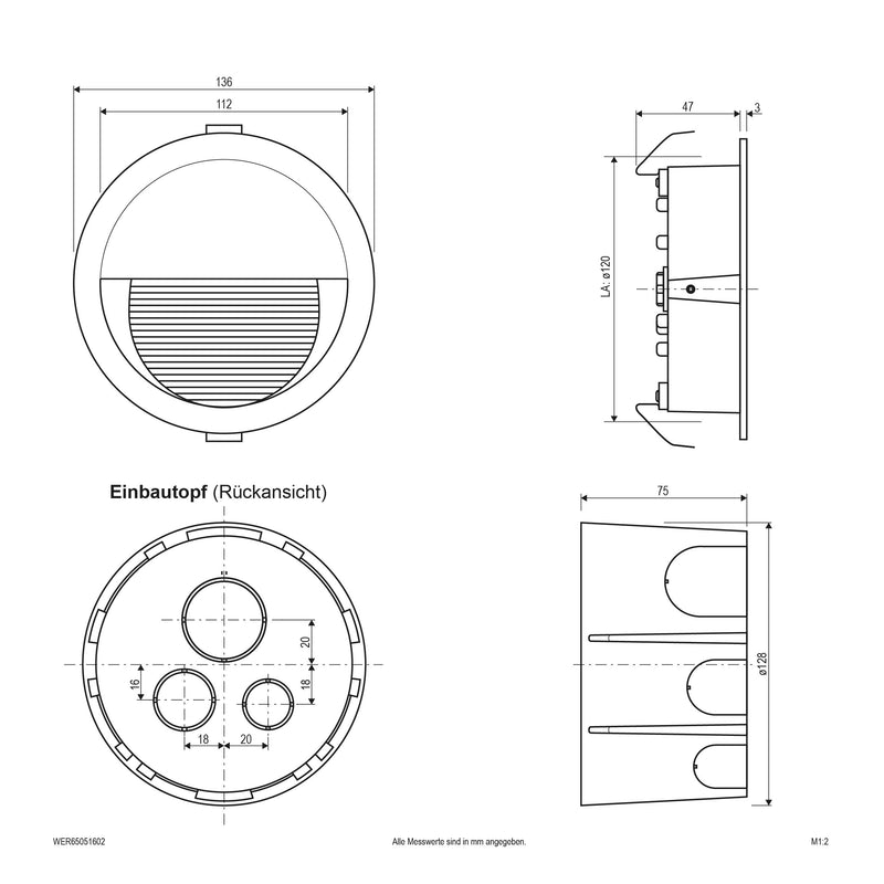 EVN Lichttechnik - Decken-/Wandleuchte LED-Wandeinbauleuchte WER65051602 IP65