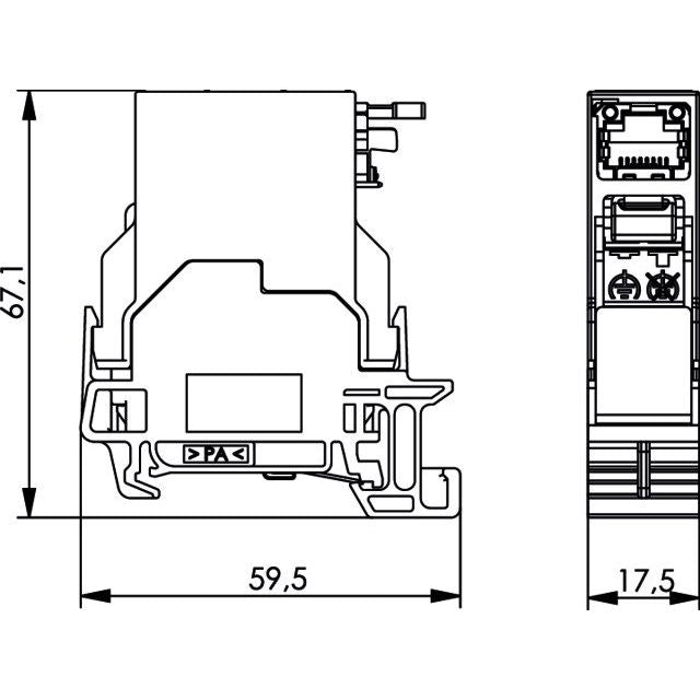 Telegärtner - Modularer Steckverbinder STX Tragschienen-Verbinder 100007435 RJ45 Modul A Cat.6A