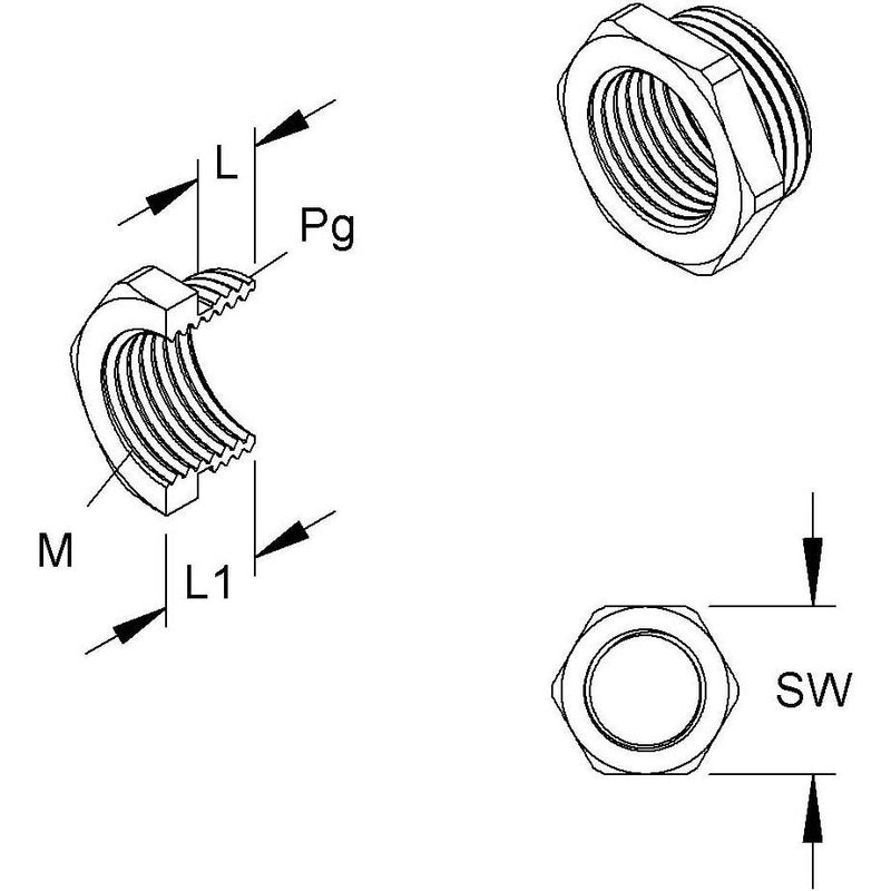HKL - Erweiterungs-/Reduzierring Adapter 46P13M16 − 50 Stück