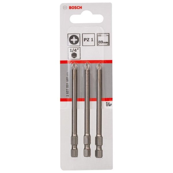 Bosch - Bit Schrauberbit Extra-Hart PZ 2607001581 1, 89 mm, 3er-Pack