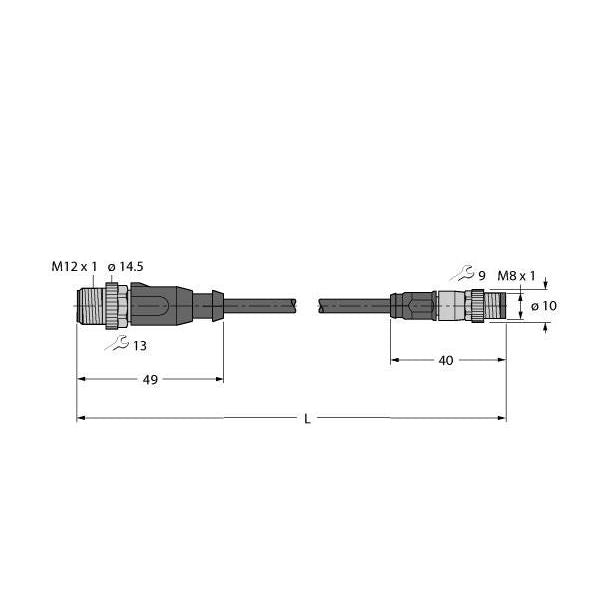 Turck - Rundsteckverbinder, feldkonfektionierbar (Industriesteckverbinder) Verbindungsleitung RSSD-PSGS4M-4414-20M − 1 Stück